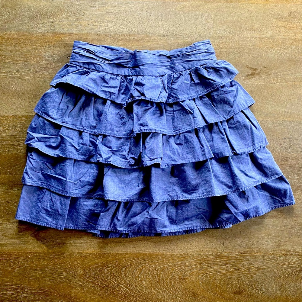 🐻 2/$25 • J.Crew Factory | Chambray Ruffle Tiered Skirt